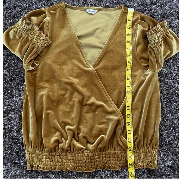 Madewell Velvet Smocked Crossover Top - Picture 6 of 9